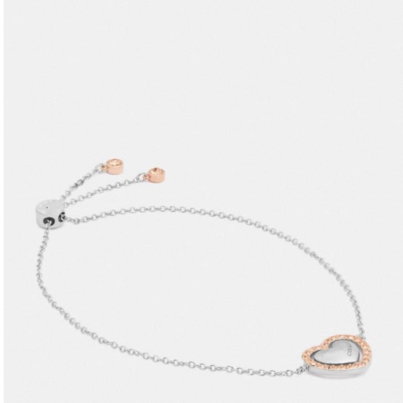 Coach Halo Heart Chain Rose Gold & Silver Bracelet - Picture 2 of 5
